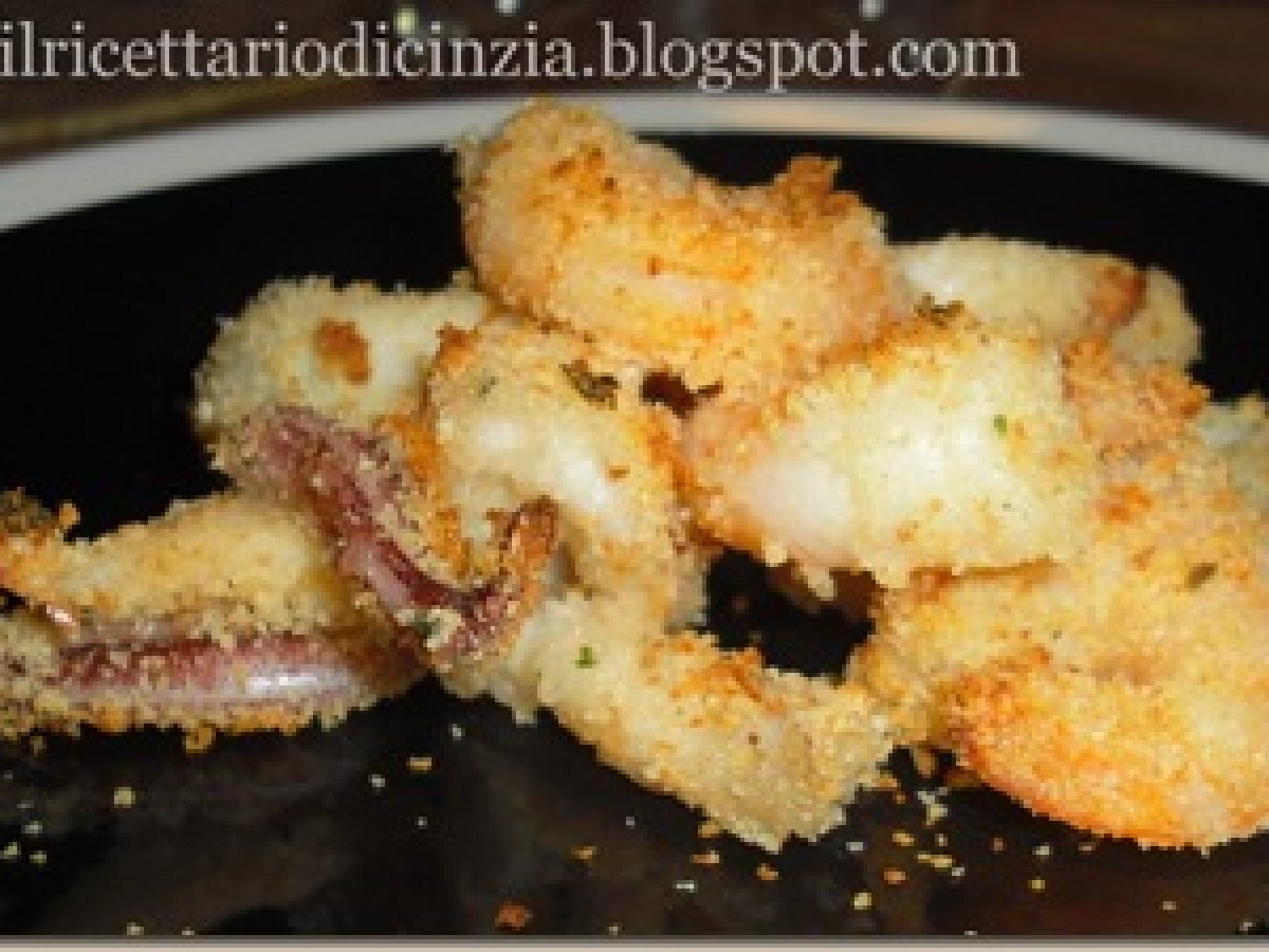 Gamberi e calamari gratinati