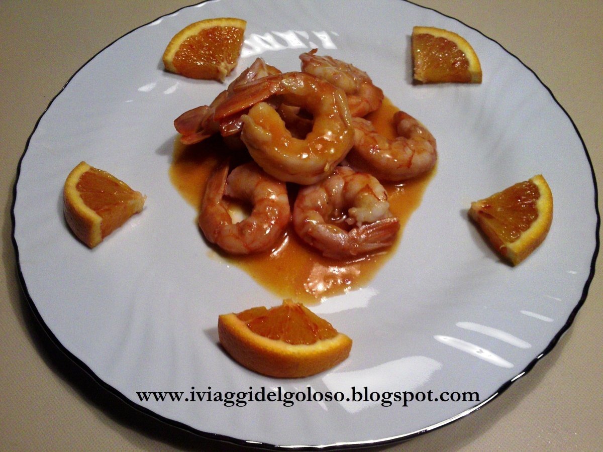 GAMBERI IN SALSA D' ARANCIA