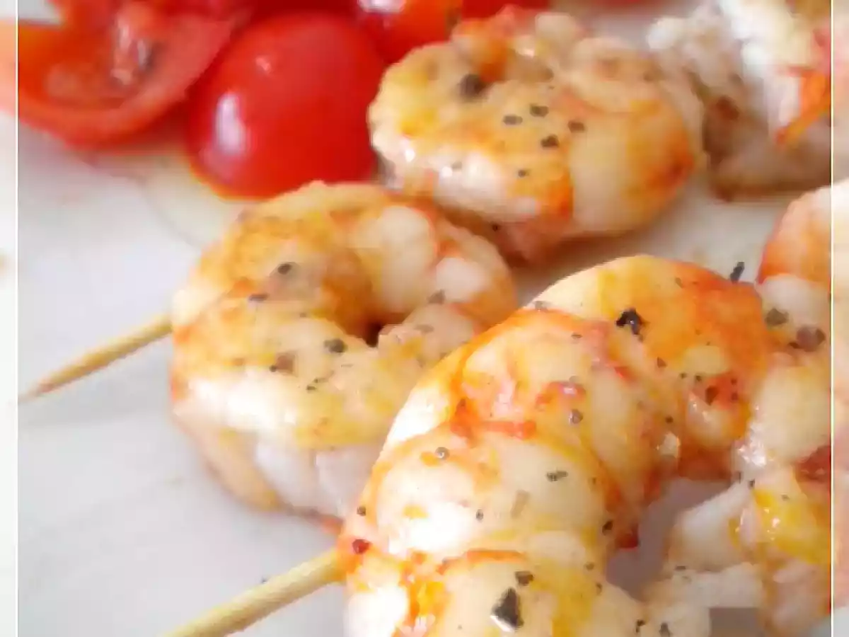 Gamberoni alla piastra marinati allo zenzero e pepe rosa