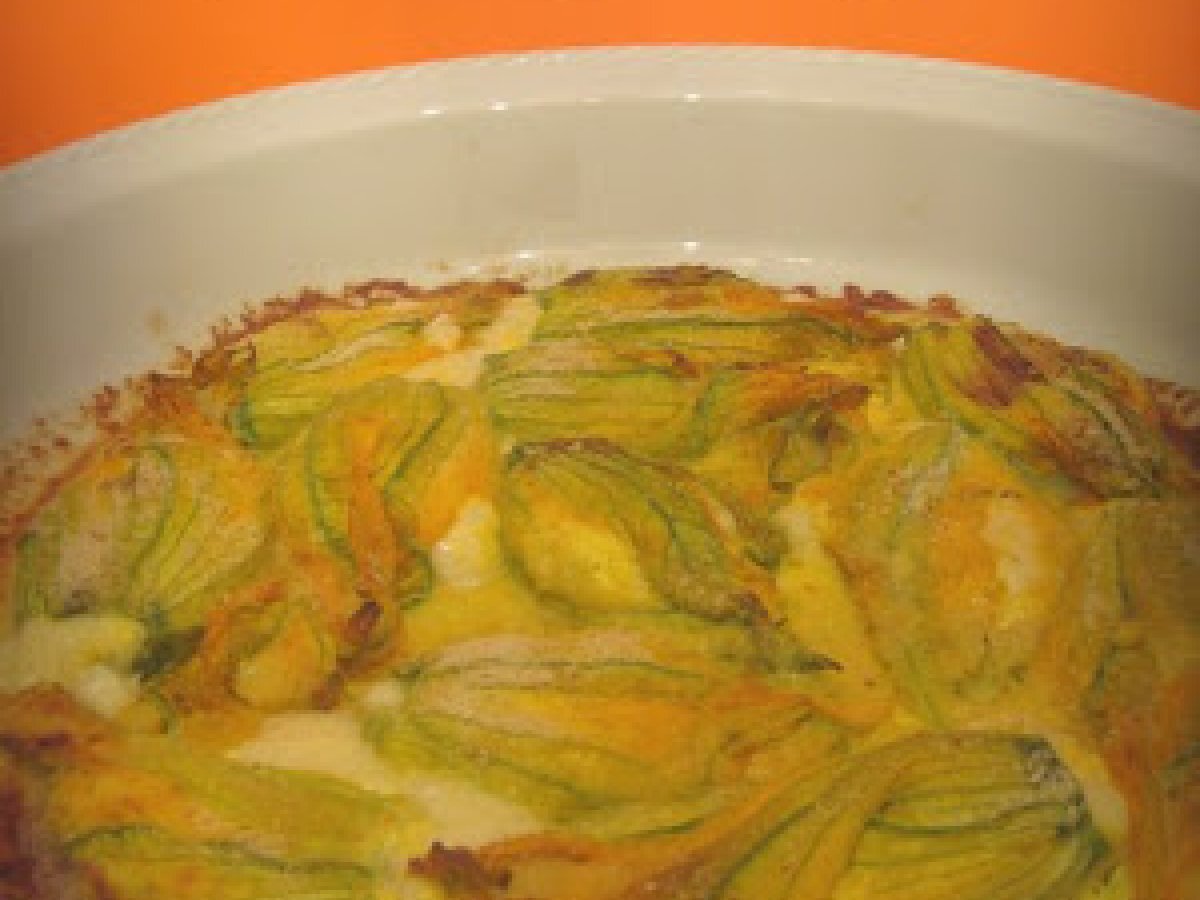 Gratin di fiori di zucca filanti