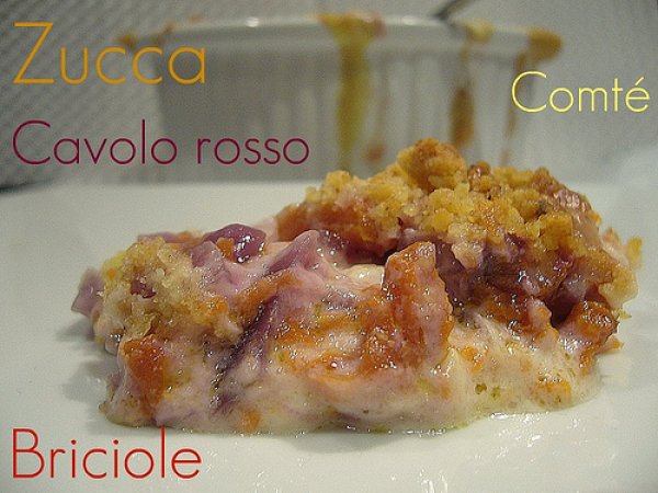 Gratin di zucca, cavolo rosso e formaggio comté con briciole, foto 3