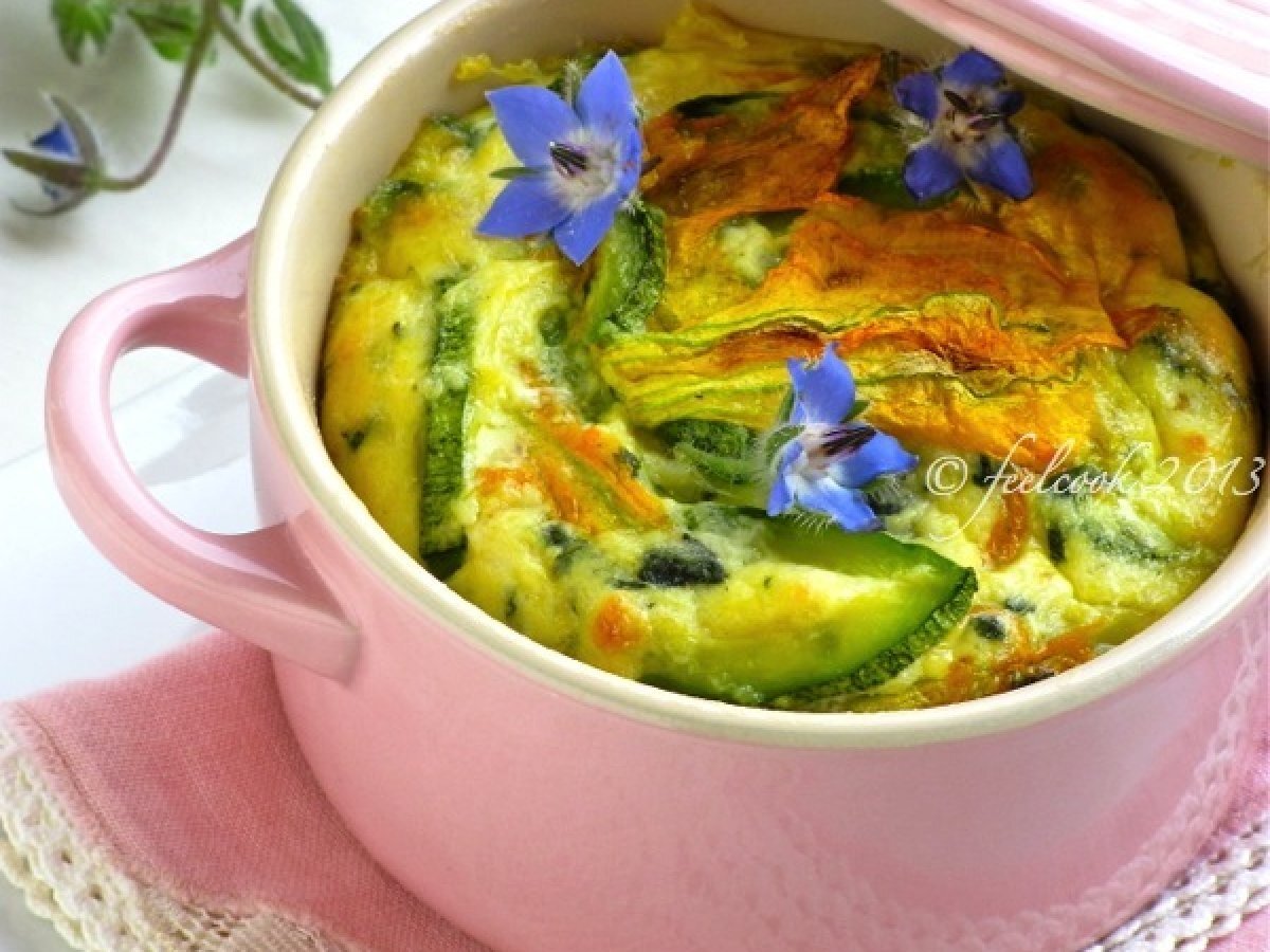 Gratin di zucchine, fiori e borragine