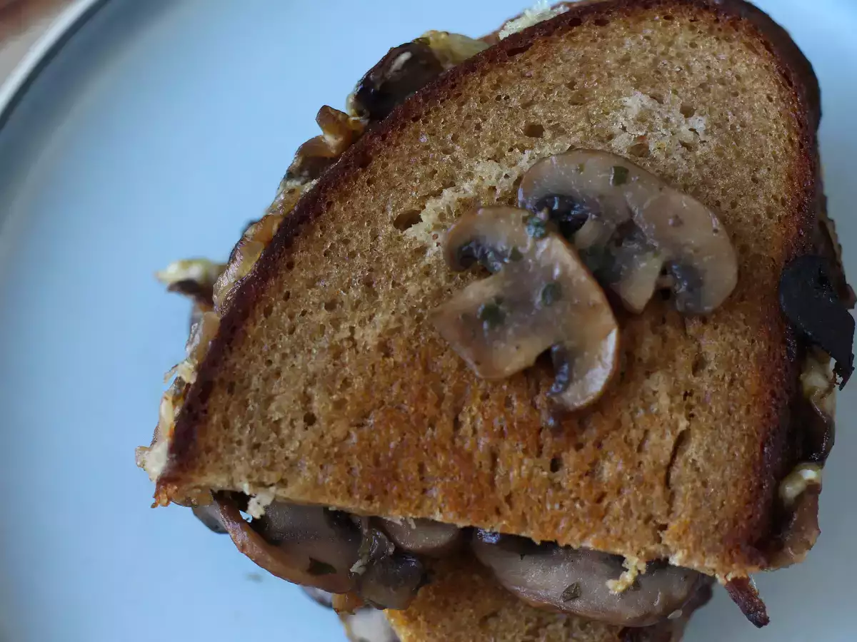 Grilled cheese ai funghi e formaggio filante - foto 2