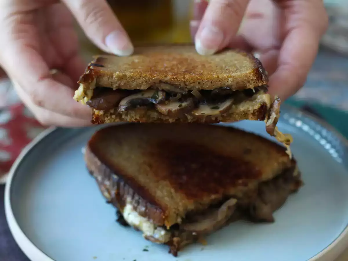 Grilled cheese ai funghi e formaggio filante - foto 5