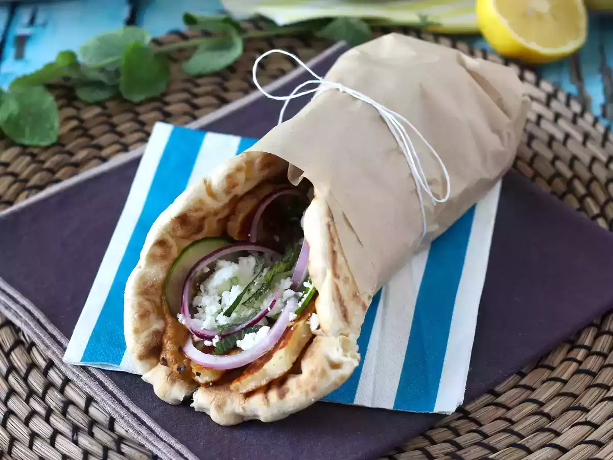 Gyros di halloumi, la versione vegetariana del sandwich greco!