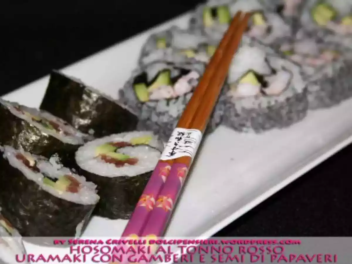 HOSOMAKI AL TONNO ROSSO E URAMAKI CON GAMBERI E SEMI DI PAPAVERI secondo ?Dolcipensieri? - foto 3