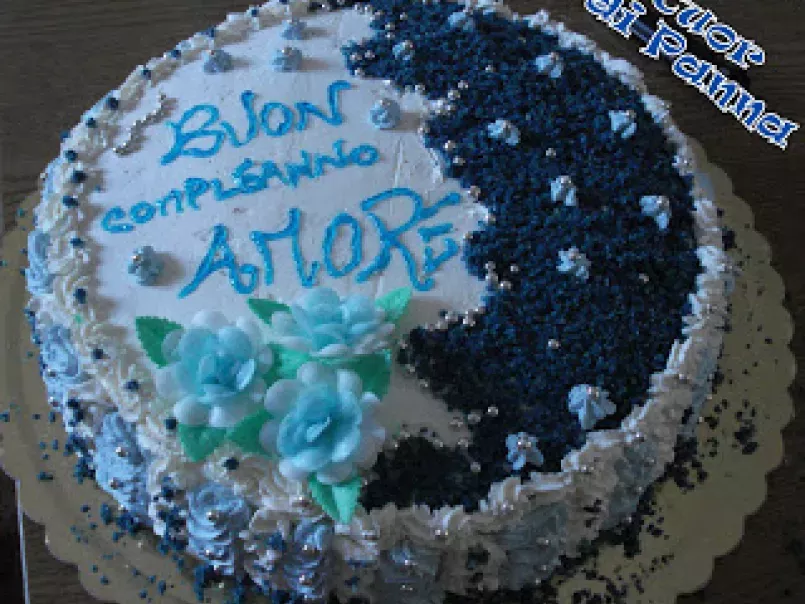 Il compleanno del mio amore con la torta sfogliata mare azzurro..
