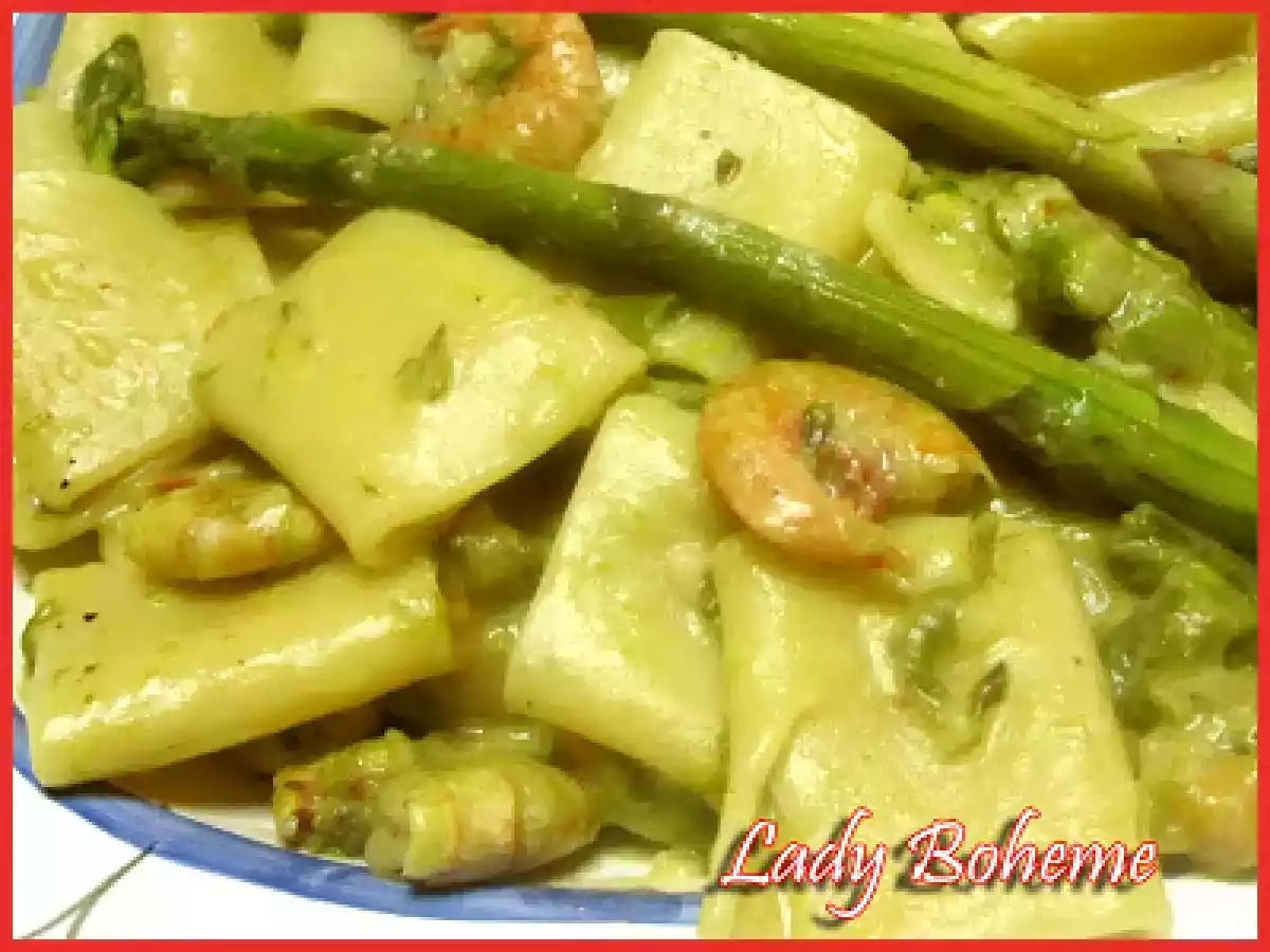 Il pesco e i paccheri con gamberi e asparagi - foto 4