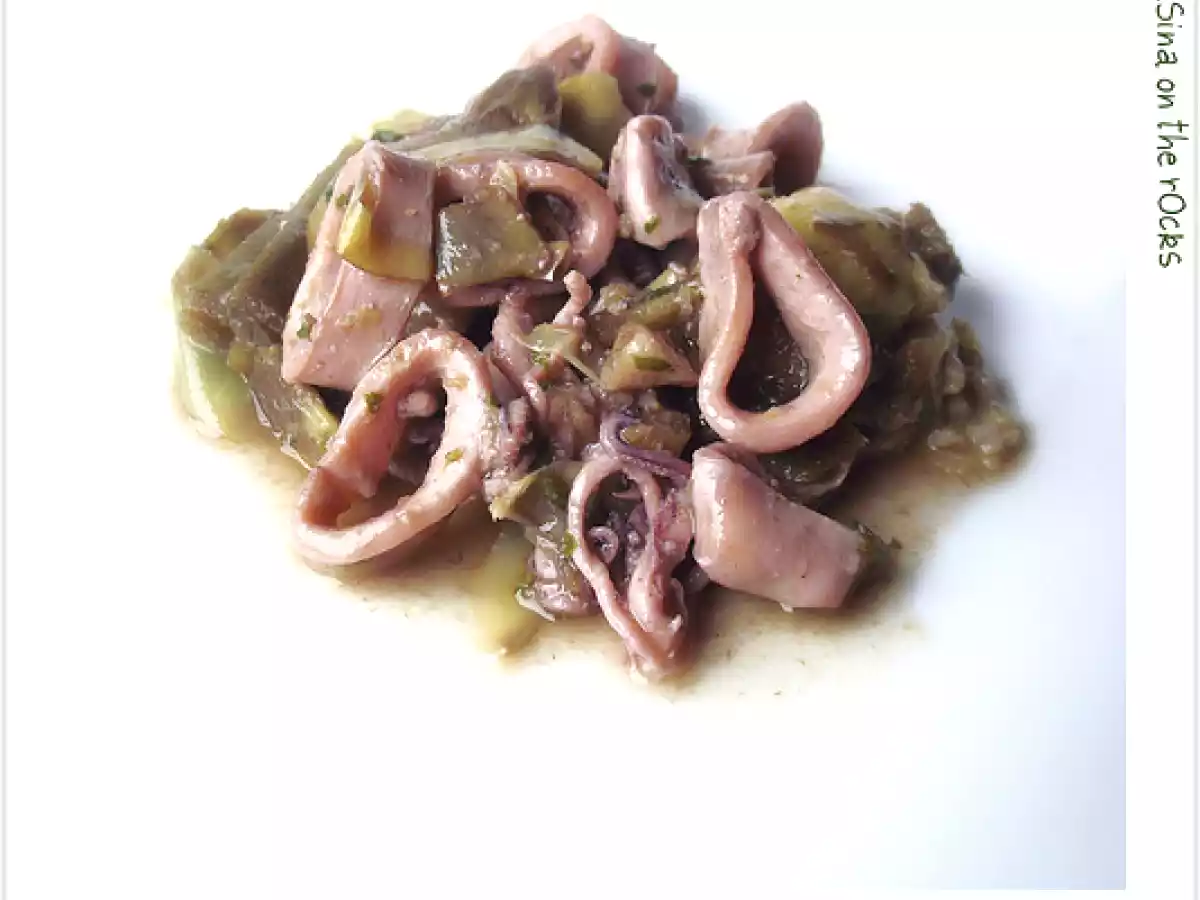 Insalata calda di Calamari, Carciofi e Acciughe - foto 2