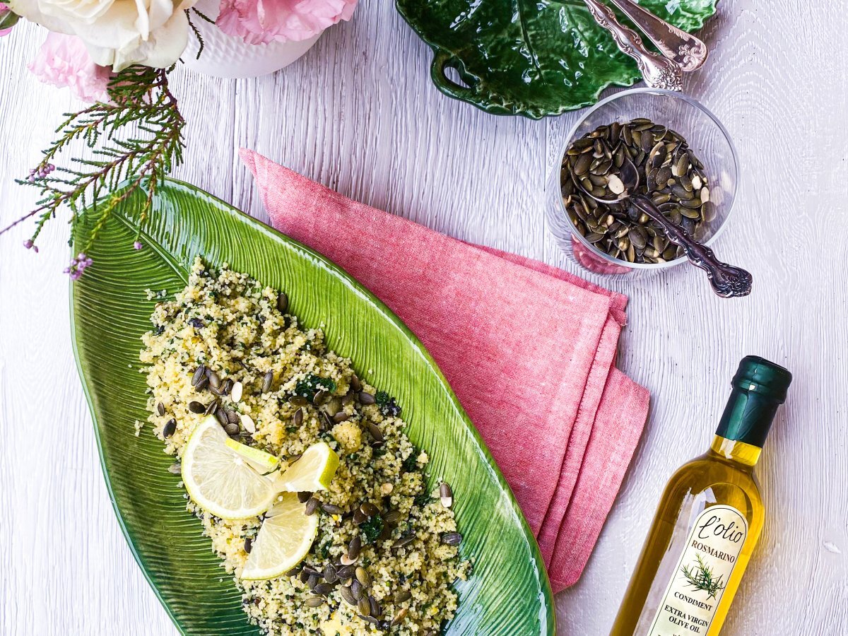 Insalata di Cous cous con pesto di basilico