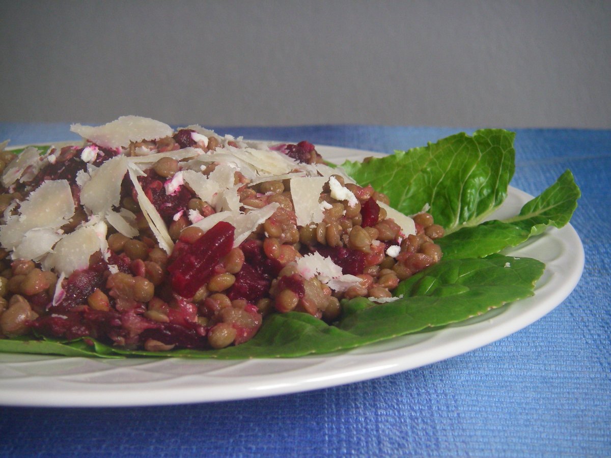 insalata di lenticchie e rape rosse