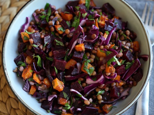 Insalata di lenticchie, zucca, cavolo rosso e barbabietola (perfetta in autunno/inverno), foto 3