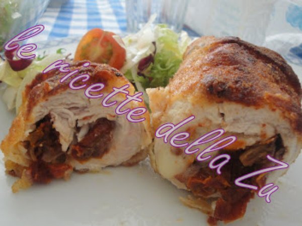 Involtini di Carne Impanata con ripieno di Formaggio al Peperoncino e Pomodori Secchi, foto 2