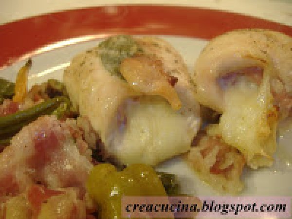 INVOLTINI DI POLLO AL FORNO CON PANCETTA E PEPERONI, foto 2