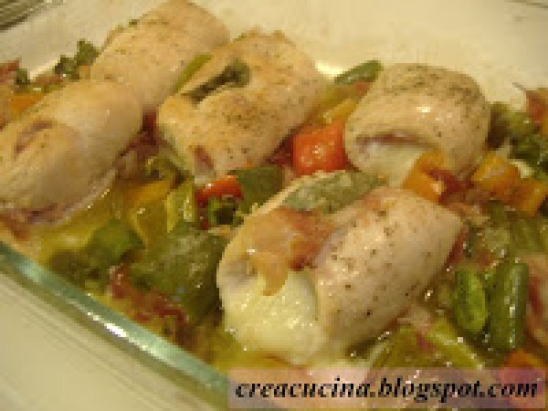 INVOLTINI DI POLLO AL FORNO CON PANCETTA E PEPERONI, foto 3