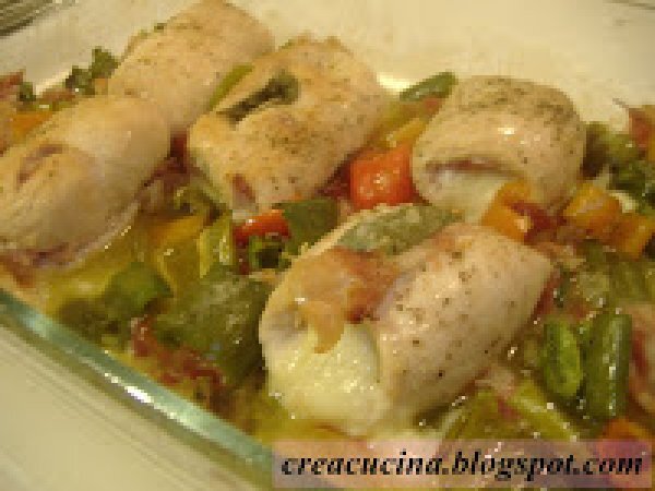 INVOLTINI DI POLLO AL FORNO CON PANCETTA E PEPERONI - foto 3