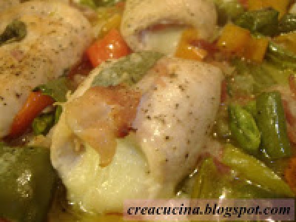 INVOLTINI DI POLLO AL FORNO CON PANCETTA E PEPERONI - foto 5