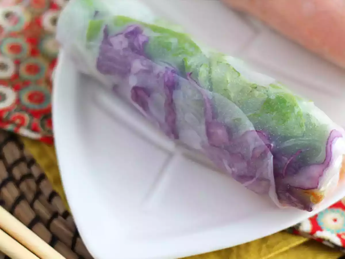 Involtini di sfoglia di riso con Cavolo rosso e Patate dolci (ricetta vegetariana) - foto 4