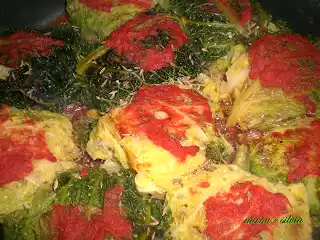 Involtini di verza con ripieno di patate dolci e castagne