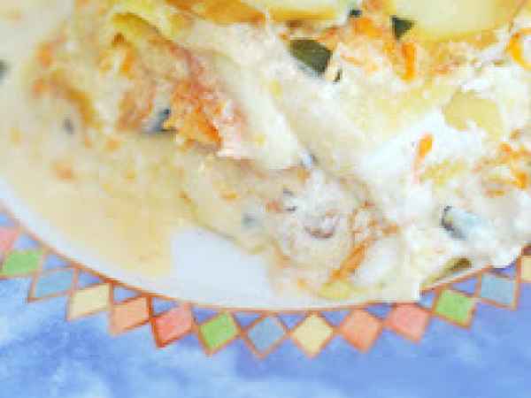Lasagna con fonduta di formaggi e crema di zucca, foto 2