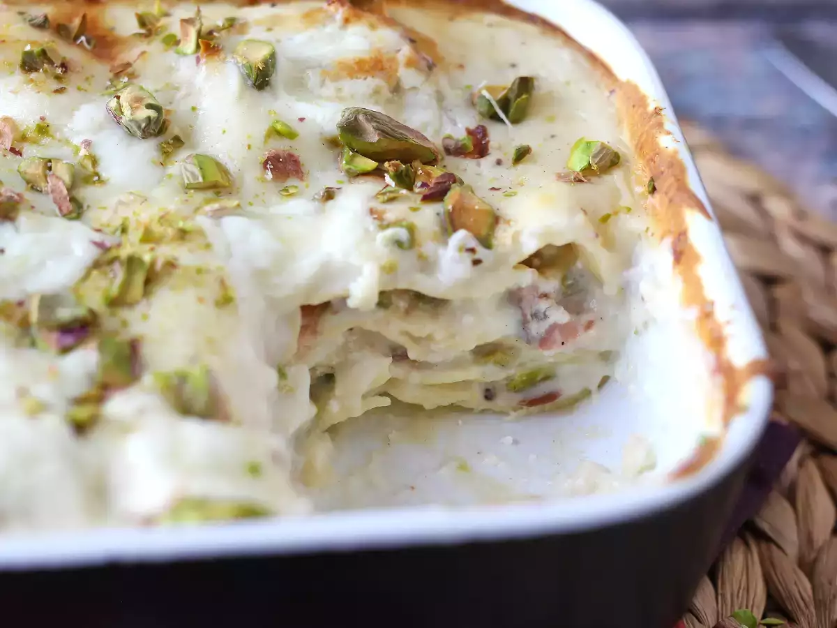 Lasagne al salmone con burrata e pistacchi cremose e croccanti - foto 3
