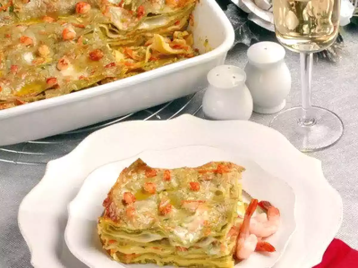 Lasagne alla crema di gamberi.