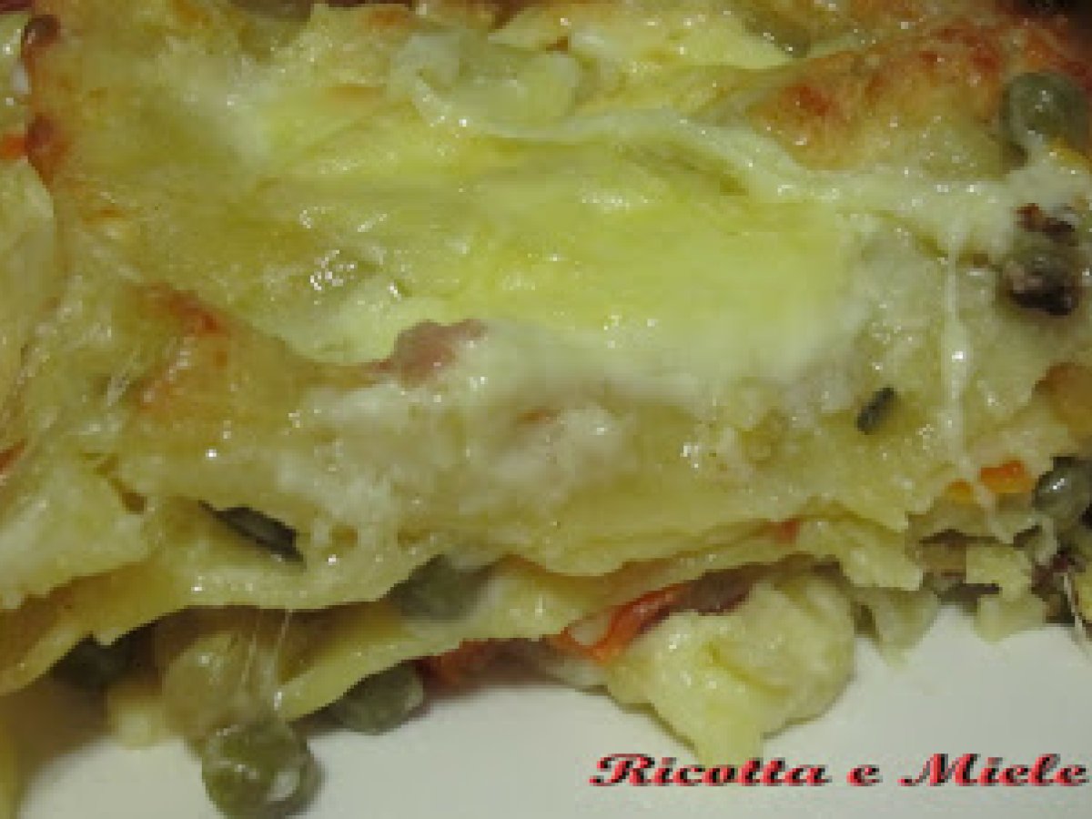 Lasagne alle verdure e prosciutto cotto/ Lasagnas con verduras y jamon