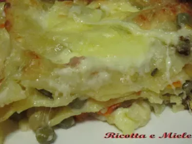 Lasagne alle verdure e prosciutto cotto/ Lasagnas con verduras y jamon