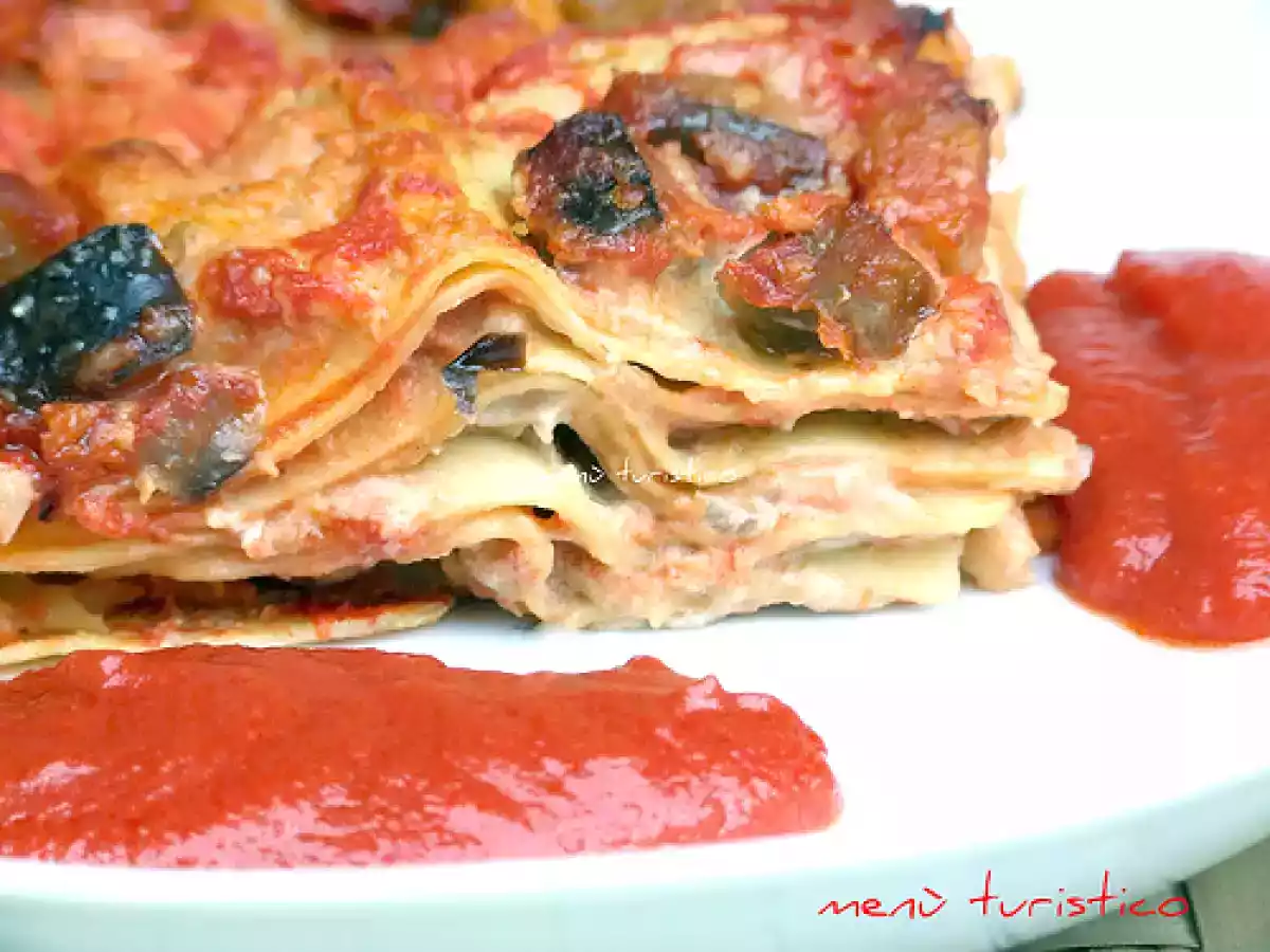 Lasagne con crema di melanzane e caprino
