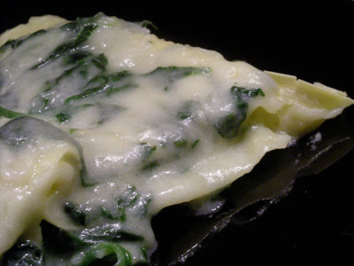 Lasagne con crema di patate, taleggio e spinaci