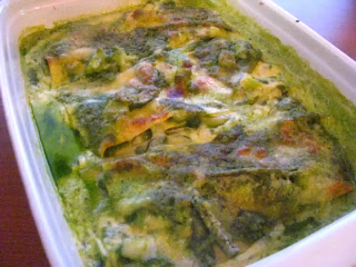 Lasagne con pesto di rucola, patate e fagiolini