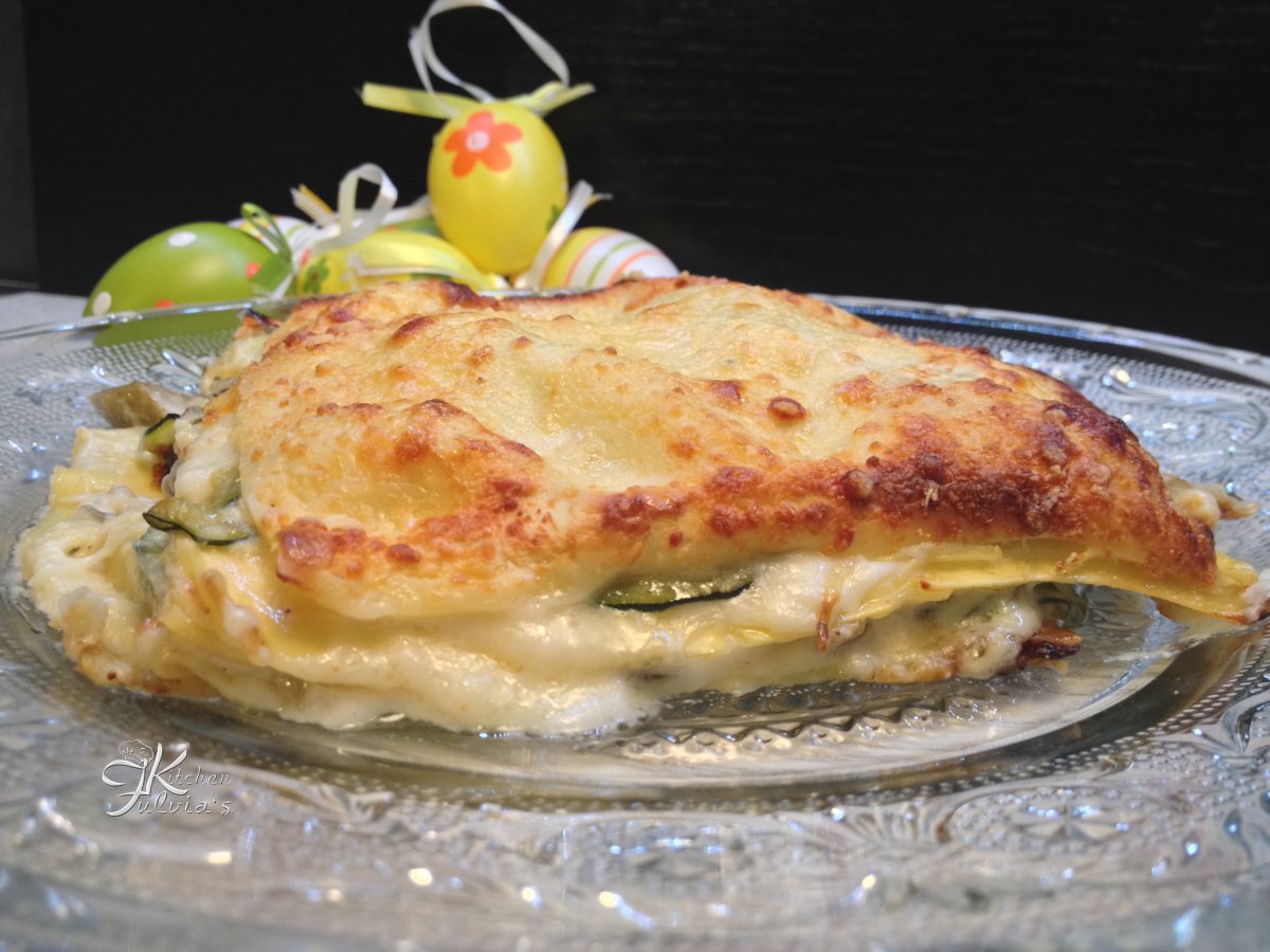 Lasagne cremose con carciofi e zucchine