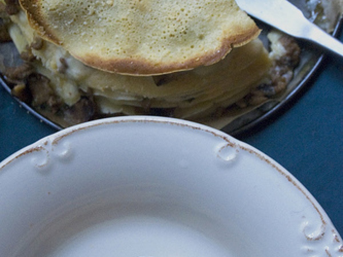 Lasagne di crepes con funghi