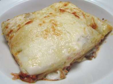 Lasagne in salsa di champignon con prosciutto cotto e pancetta