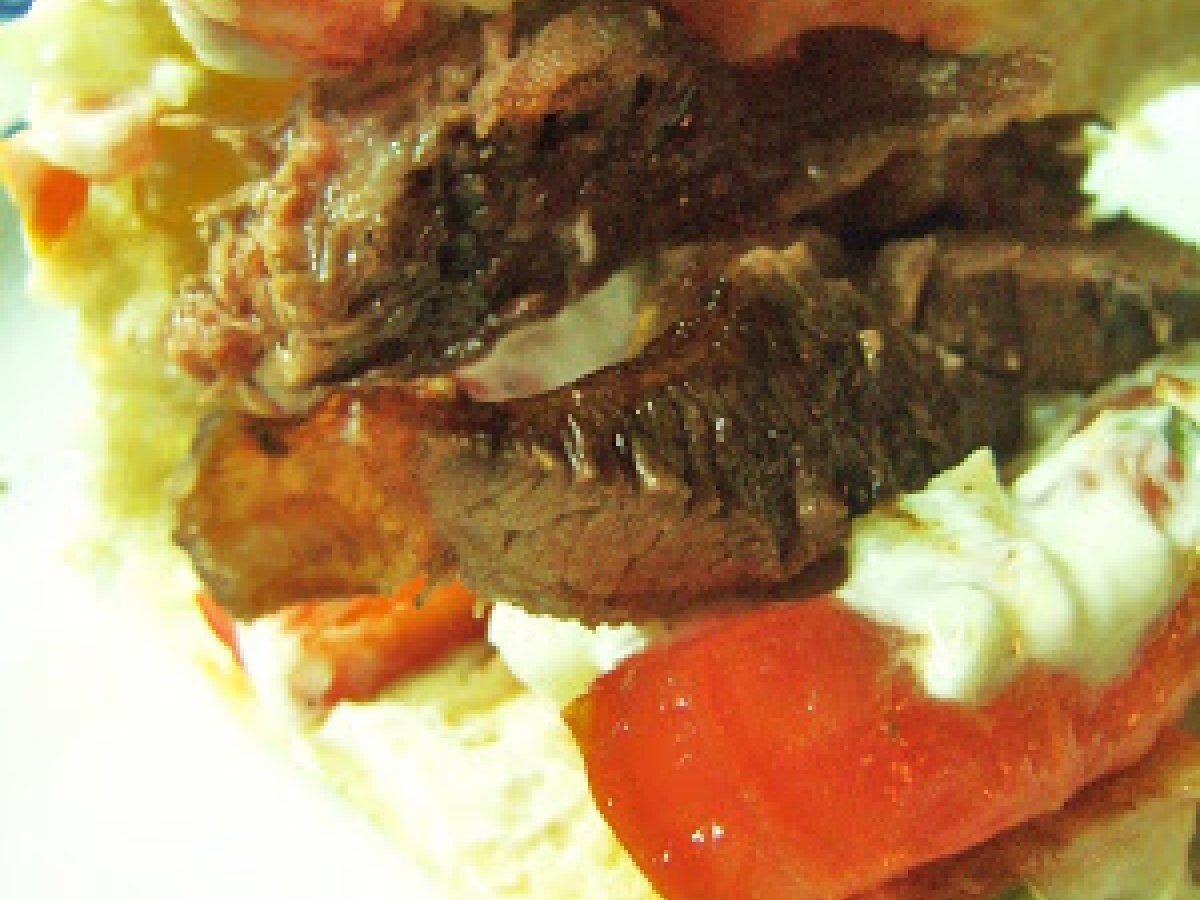 Lean Rump Steak with Alioli and Pita Bread.