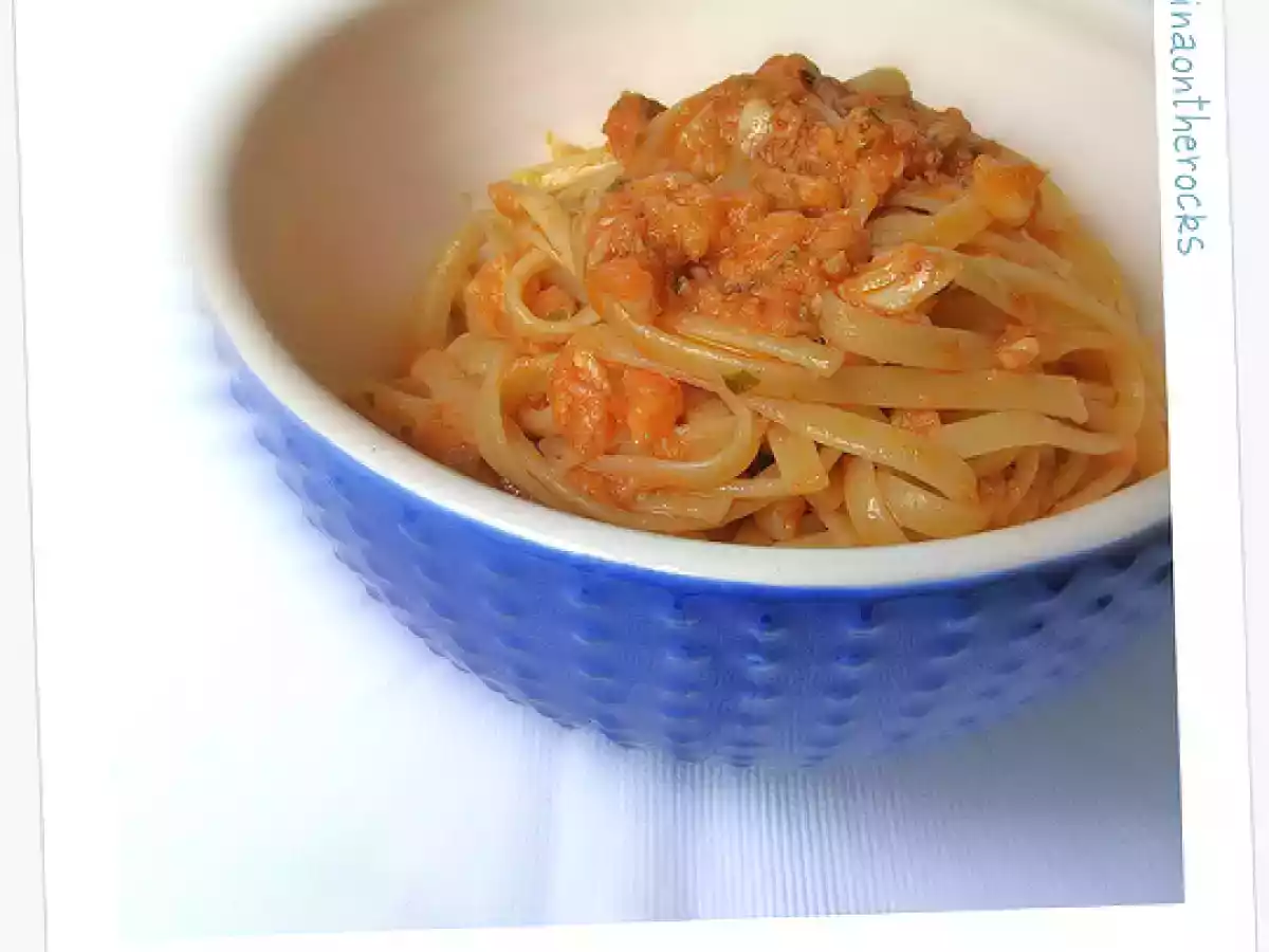 Linguine al sugo di Branzino e Orata (alla memoria del Vate)