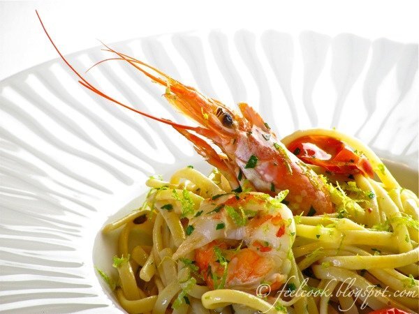 Linguine con gamberi pomodorini confit e lime, foto 2