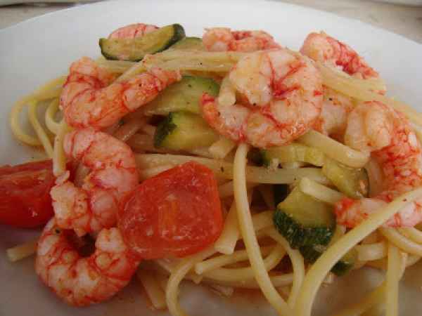 Linguine di Gragnano con gambero rosso e zucchine, foto 2