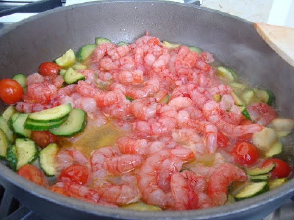 Linguine di Gragnano con gambero rosso e zucchine, foto 4