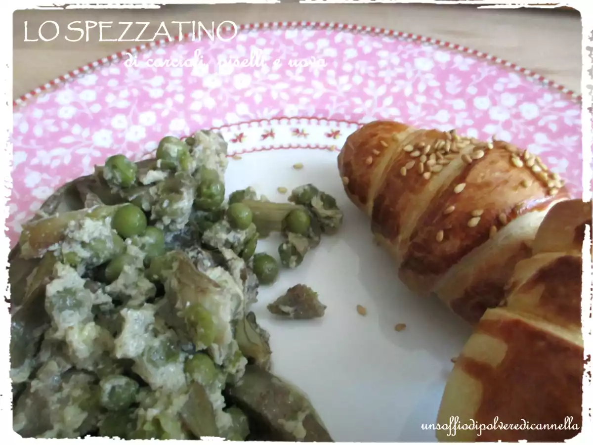 LO SPEZZATINO DI CARCIOFI, PISELLI E UOVA