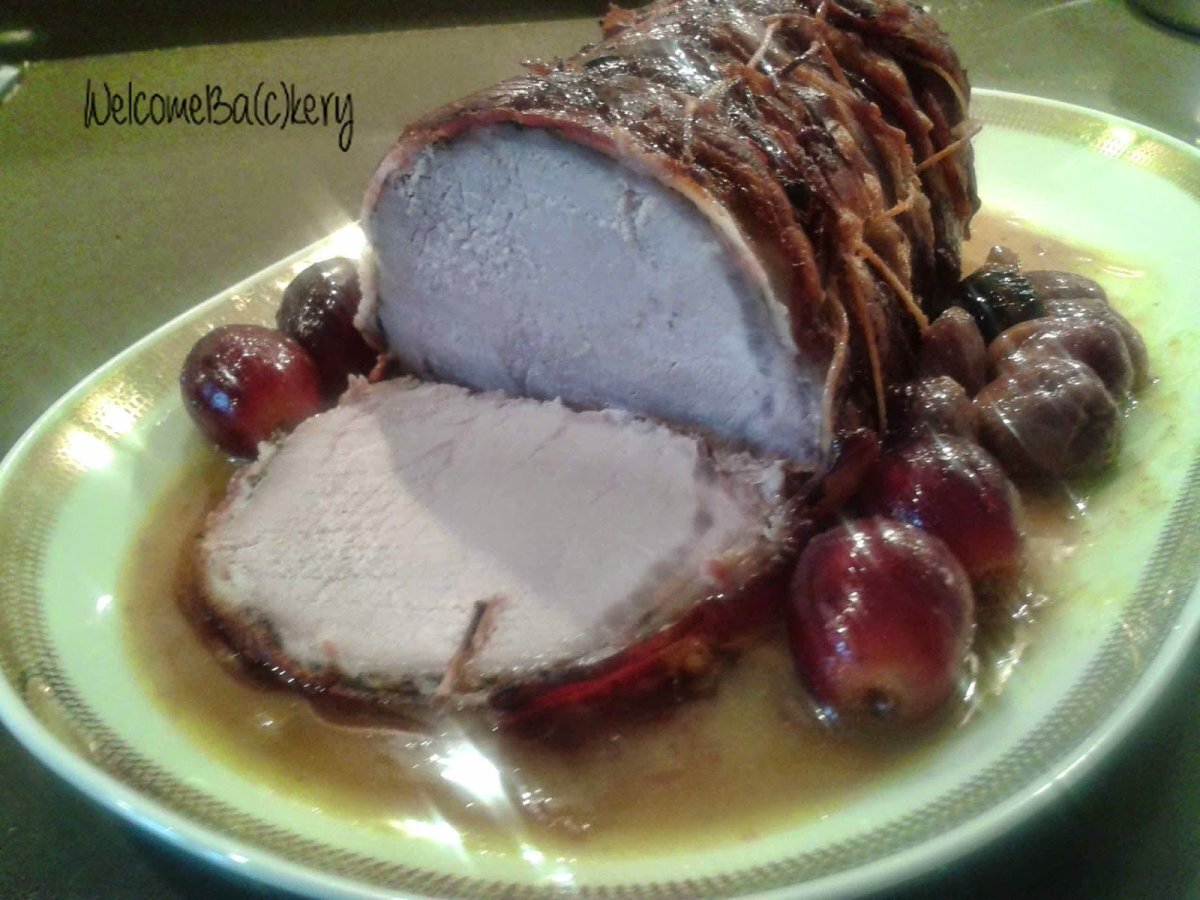 Lonza arrosto lardellata all'uva