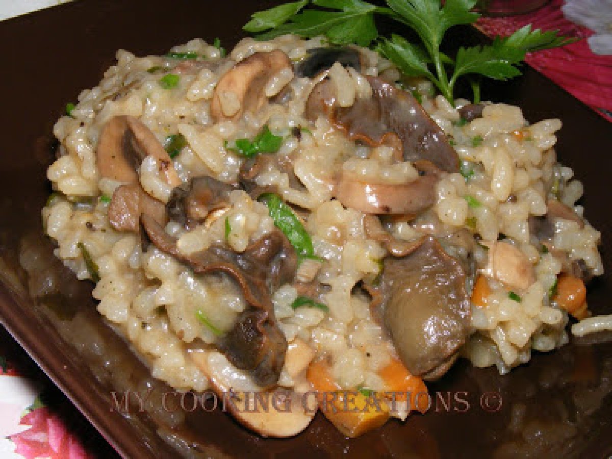 Lumache con riso e funghi