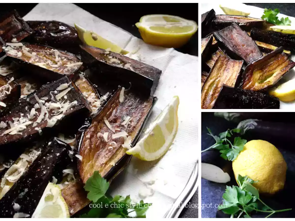 Melanzane fritte con piccole scaglie di parmigiano