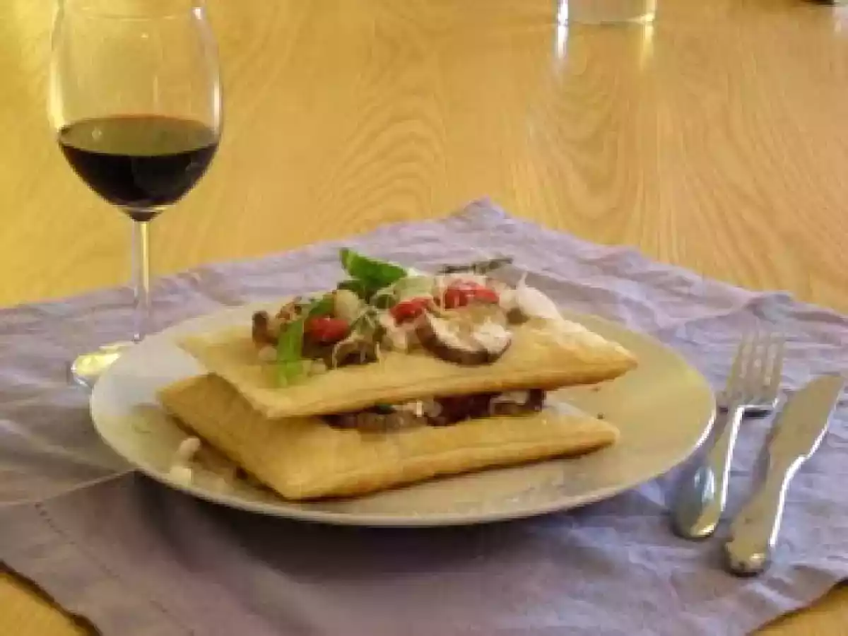 Millefoglie di Melanzane, ricotta Forte e Pomodori appassiti