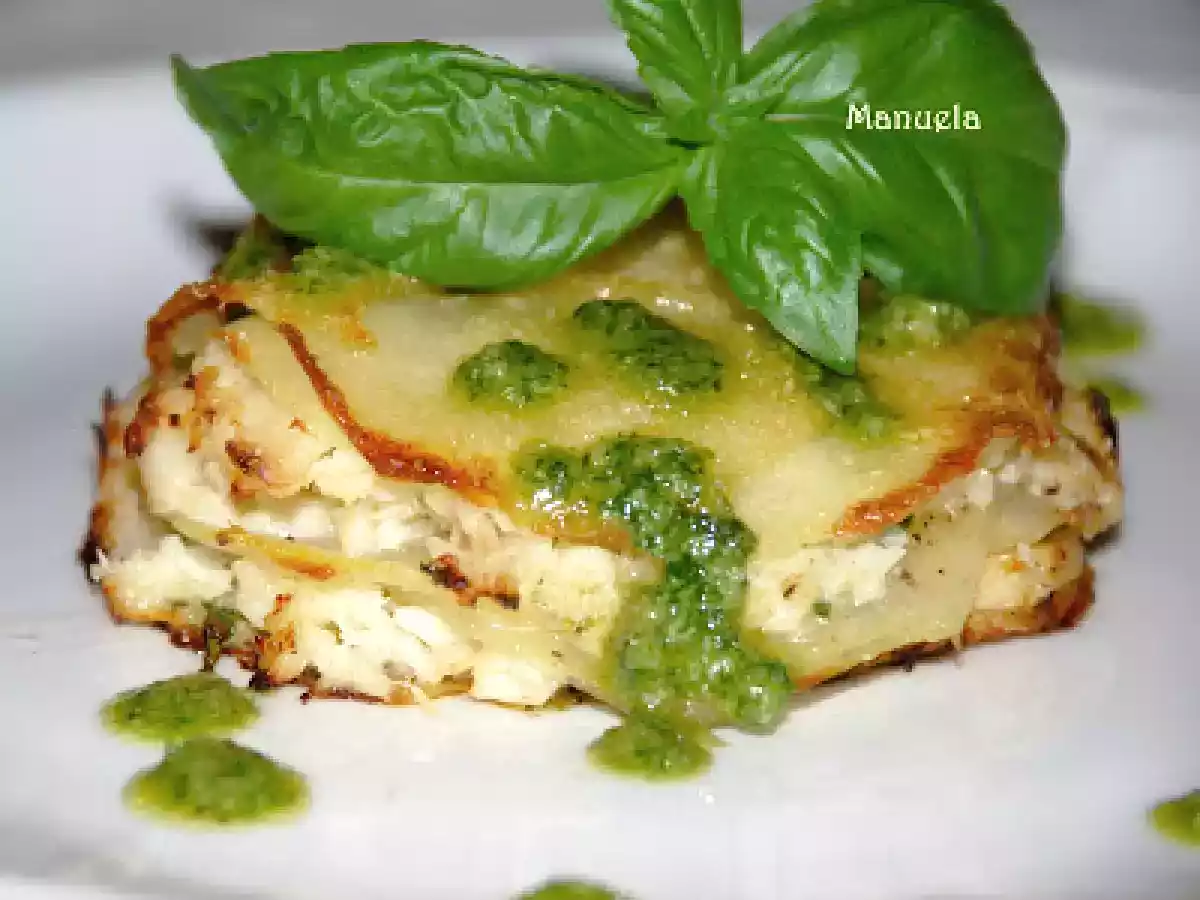 Millefoglie di patate con baccalà al latte e pesto - foto 2