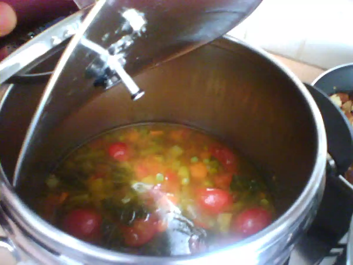 MINESTRONE PASSATO IN PENTOLA A PRESSIONE con crostini di pancarré - foto 4