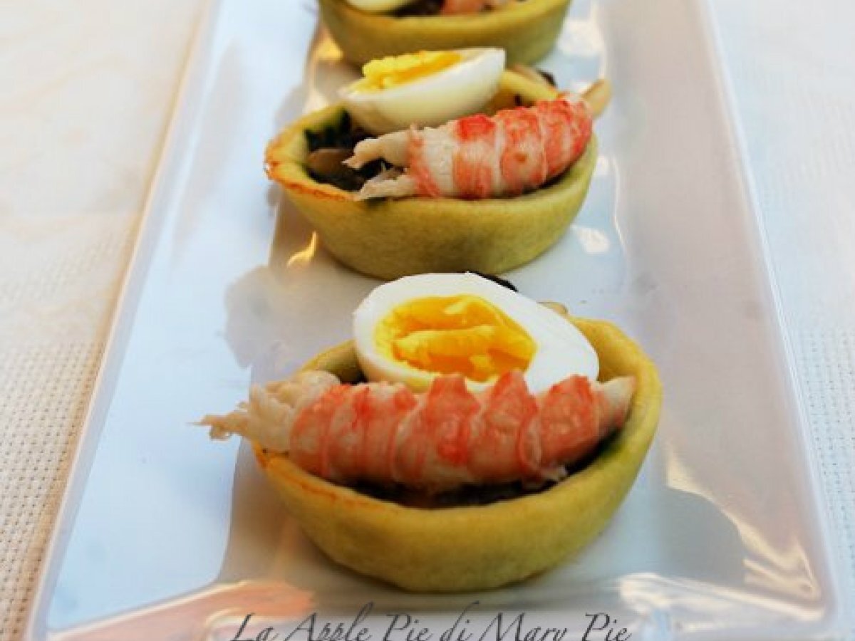 Mini quiches con scampi e uova di quaglia - foto 3