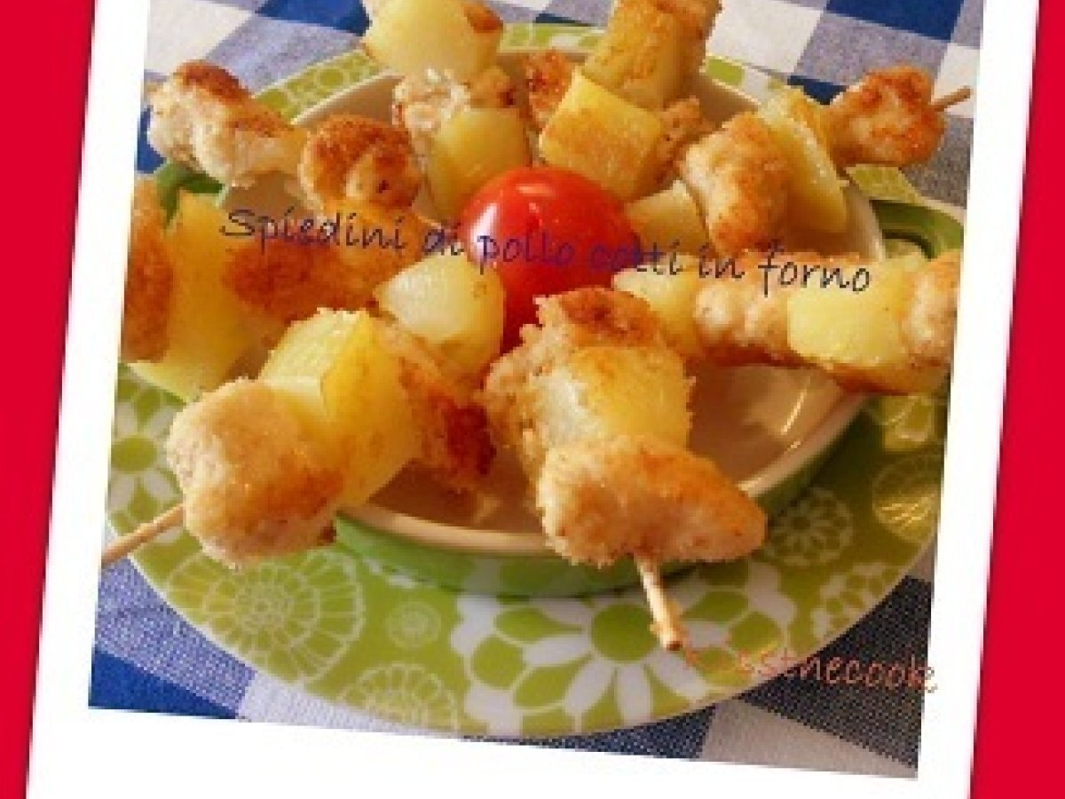 Mini spiedini di pollo e patate cotti al forno-per i gemellini-