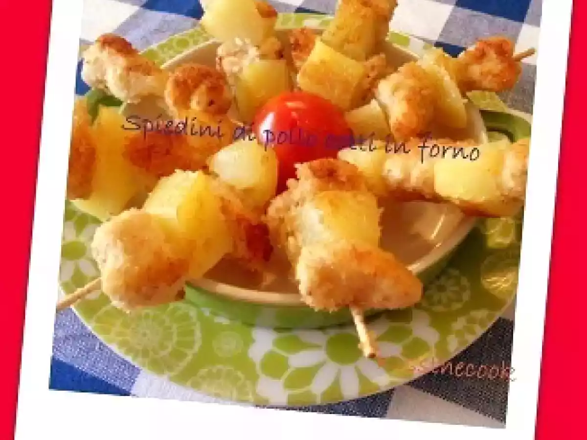 Mini spiedini di pollo e patate cotti al forno-per i gemellini-