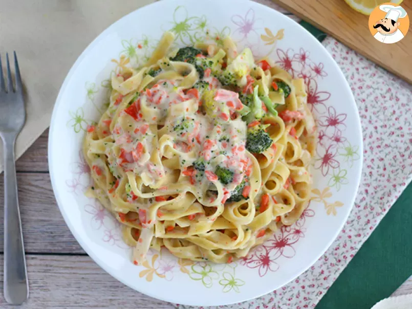 One pot pasta - Tagliatelle Broccoli e salmone - foto 3